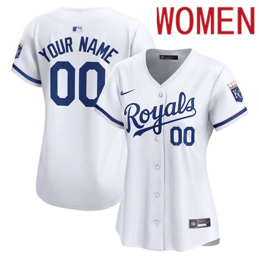 Women Kansas City Royals Nike White Home Limited Custom MLB Jersey